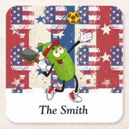 Porta-copo De Papel Quadrado Pickleball American teme para 4 de julho