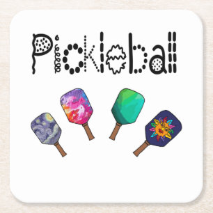Porta-copo De Papel Quadrado Pickleball legal e Paddles de Arte Esportiva