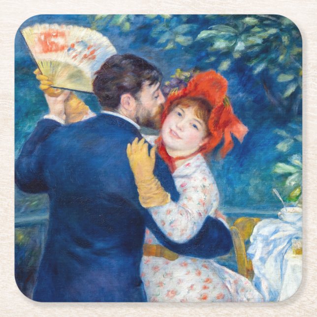 Porta-copo De Papel Quadrado Pierre-Auguste Renoir - Dança do País (Frente)