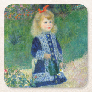 Porta-copo De Papel Quadrado Pierre-Auguste Renoir - Uma Menina com um Regador