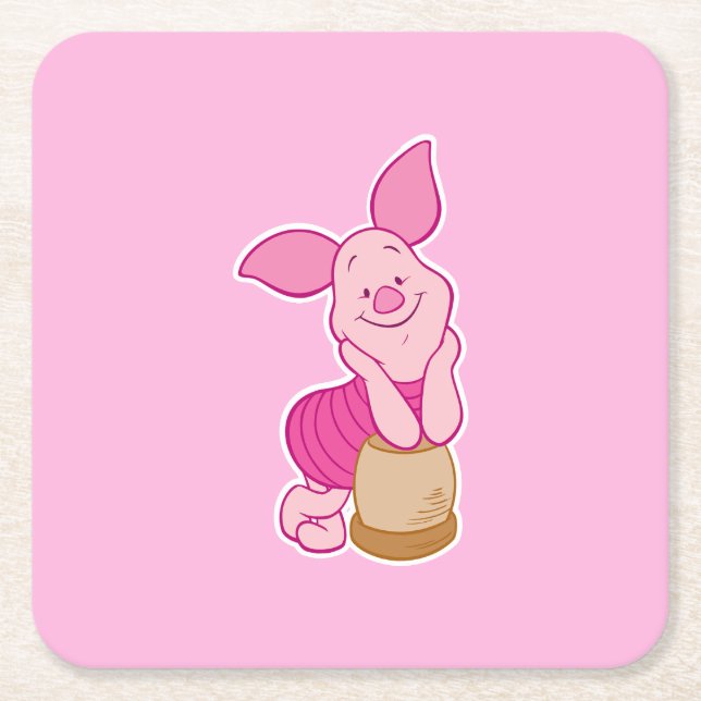 Porta-copo De Papel Quadrado Piglet Paper Coaster (Frente)