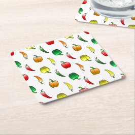 Porta-copo De Papel Quadrado Pimentões e Pimentas Doces Longas