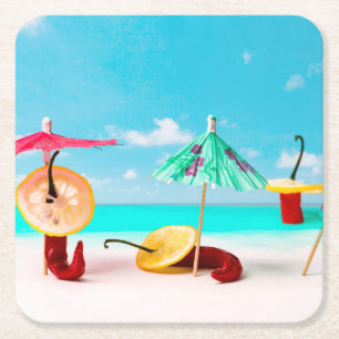 Porta-copo De Papel Quadrado Pimentos Chili Por Mar