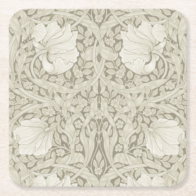 Porta-copo De Papel Quadrado Pimpernel Ivory, William Morris (Frente)