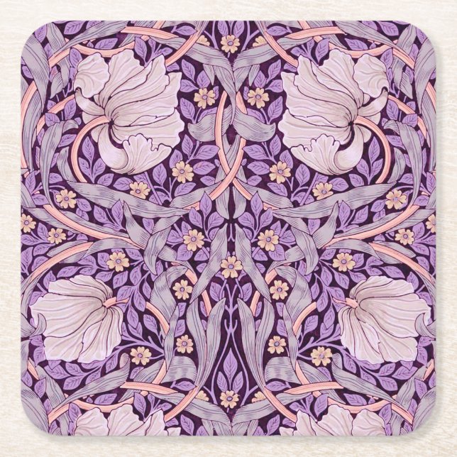 Porta-copo De Papel Quadrado Pimpernel Purple, William Morris (Frente)