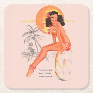 Porta-copo De Papel Quadrado Pin-up Retroativo