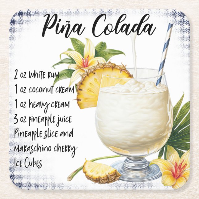 Porta-copo De Papel Quadrado Piña Colada (Frente)
