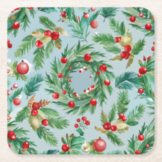 Porta-copo De Papel Quadrado Pine Tree Berry Swirls