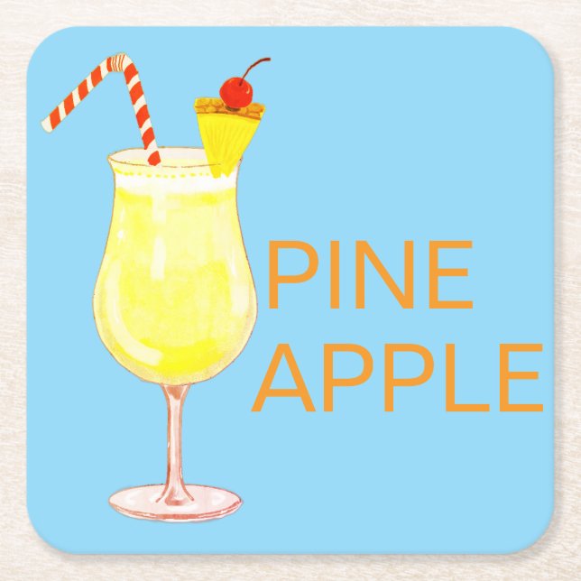 Porta-copo De Papel Quadrado Pineapple cocktail (Frente)