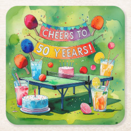 Porta-copo De Papel Quadrado Ping Pong 50º aniversário