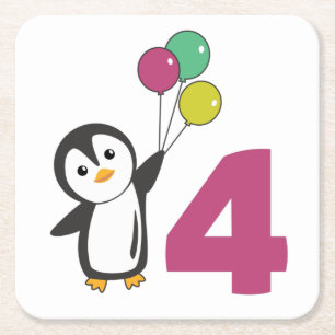 Porta-copo De Papel Quadrado Pinguim Quarto Balões De Aniversário Para Crianças