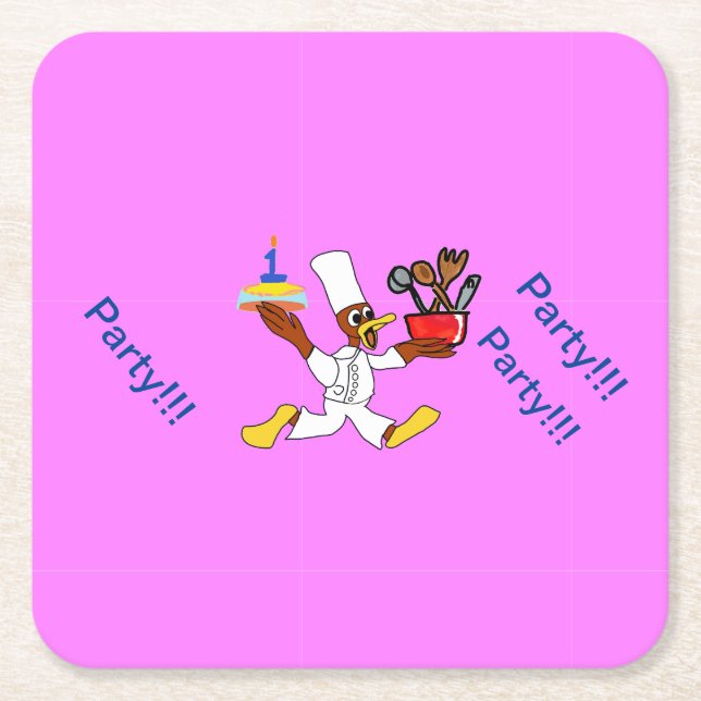 Porta-copo De Papel Quadrado Pink Birthday Party  (Frente)