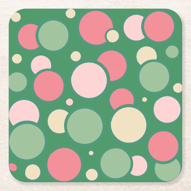 Porta-copo De Papel Quadrado Pink Bubbles Coaster (Frente)