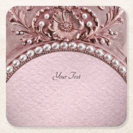Porta-copo De Papel Quadrado Pink Flower Paper Coaster
