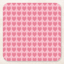 Porta-copo De Papel Quadrado Pink Hearts Seamless Pattern
