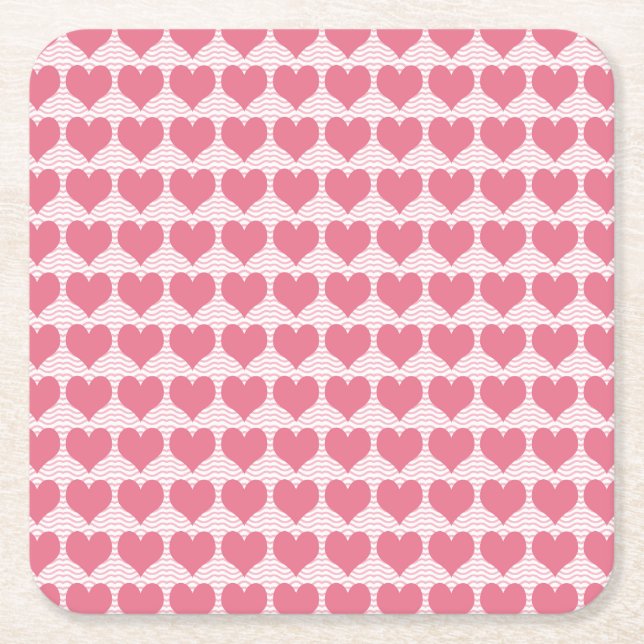 Porta-copo De Papel Quadrado Pink Hearts Seamless Pattern (Frente)