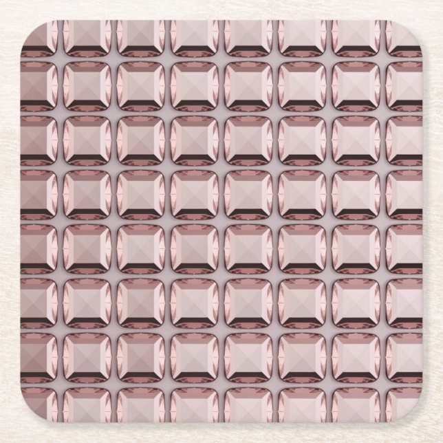 Porta-copo De Papel Quadrado Pink Morganite Gemstones  (Frente)