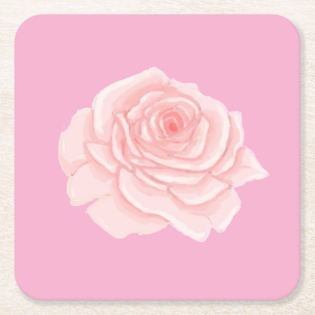 Porta-copo De Papel Quadrado Pink rose (Frente)