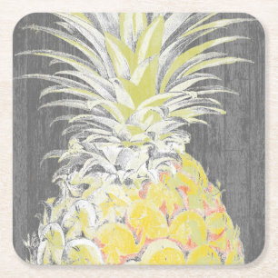 Porta-copo De Papel Quadrado PinneApple amarelo tropical