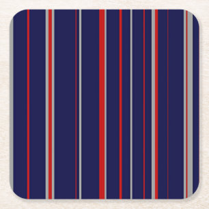 Porta-copo De Papel Quadrado Pinstripes, cores vermelhas, marinho, cinzas
