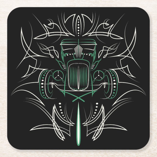 Porta-copo De Papel Quadrado Pinstriping Hot Rod (Frente)