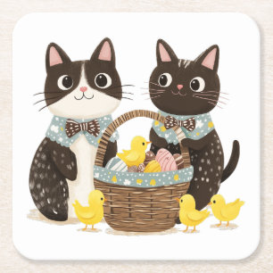 Porta-copo De Papel Quadrado Pintinhos para bebês Páscoas de Gatos de páscoa