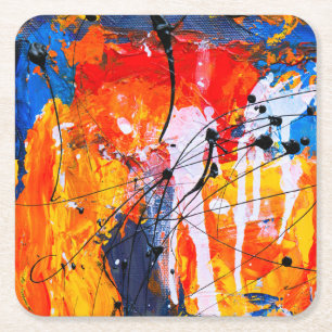 Porta-copo De Papel Quadrado Pintura a óleo de Abstrato de arte colorida