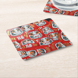 Porta-copo De Papel Quadrado Pintura de bonecas Daruma por Alfred Fox