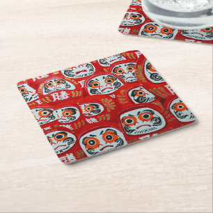 Porta-copo De Papel Quadrado Pintura de bonecas Daruma por Alfred Fox