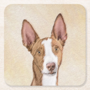 Porta-copo De Papel Quadrado Pintura de Cachorro Ibizan - Arte Cachorra Origina