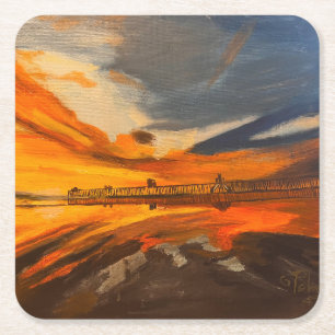 Porta-copo De Papel Quadrado Pintura de Cais, La Jolla, CA
