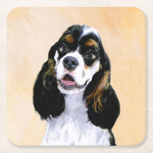 Porta-copo De Papel Quadrado Pintura De Cocker Spaniel (Partida) - Arte De Cão