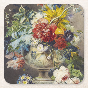 Porta-copo De Papel Quadrado Pintura de Jardim Botânico Floral Elegante Vintage