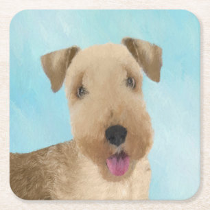 Porta-copo De Papel Quadrado Pintura de Lakeland Terrier - Arte de Cachorro Ori