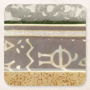 Porta-copo De Papel Quadrado Pintura de Padrão Tribal Contemporâneo