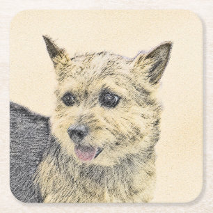 Porta-copo De Papel Quadrado Pintura de Terrier Norwich - Arte de Cachorro Orig