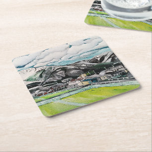 Porta-copo De Papel Quadrado Pintura do Monte Fuji por Alfred Fox