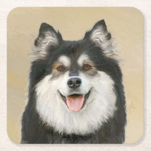 Porta-copo De Papel Quadrado Pintura em Lapfund Finlandês - Arte Cachorra Orig