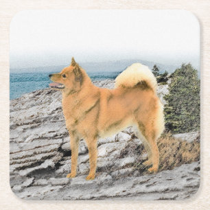 Porta-copo De Papel Quadrado Pintura em Seashore - Arte Canina