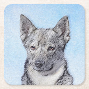 Porta-copo De Papel Quadrado Pintura em Vallhund, na Suécia - Arte Cão Origin