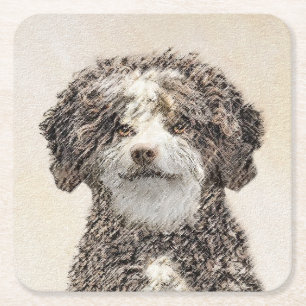 Porta-copo De Papel Quadrado Pintura Espanhola de Cachorros - Arte Cachorra Ori