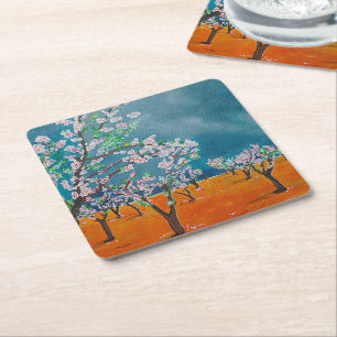 Porta-copo De Papel Quadrado Pintura Huerto de Almendros de Alfred Fox
