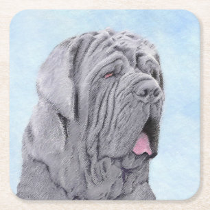 Porta-copo De Papel Quadrado Pintura Mastiff Neopolita - Arte Canina Original