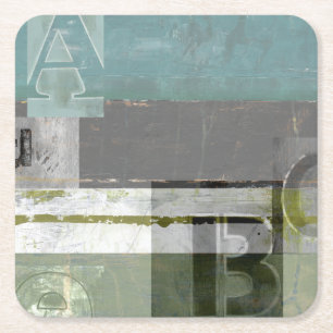 Porta-copo De Papel Quadrado Pintura Moderna com Letras Cortadas