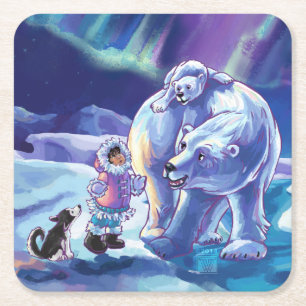 Porta-copo De Papel Quadrado Pintura Polar Pals