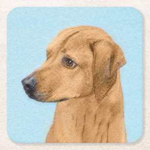 Porta-copo De Papel Quadrado Pintura Ridgeback da Rodésia - Arte Cão Original