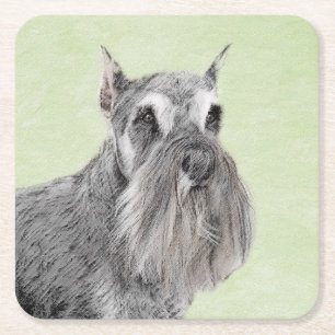 Porta-copo De Papel Quadrado Pintura Schnauzer (Giant, Standard) - Arte Canina