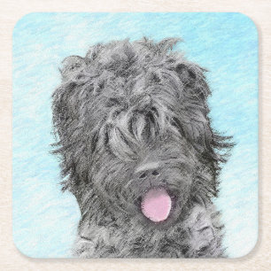 Porta-copo De Papel Quadrado Pintura Terrier russa negra - Cachorro original bo