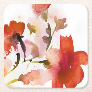 Porta-copo De Papel Quadrado Pinturas florais abstratas da aguarela