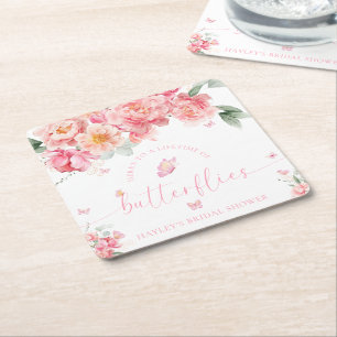 Porta-copo De Papel Quadrado Piper Peony Lifetime De Borboletas Chá de panela